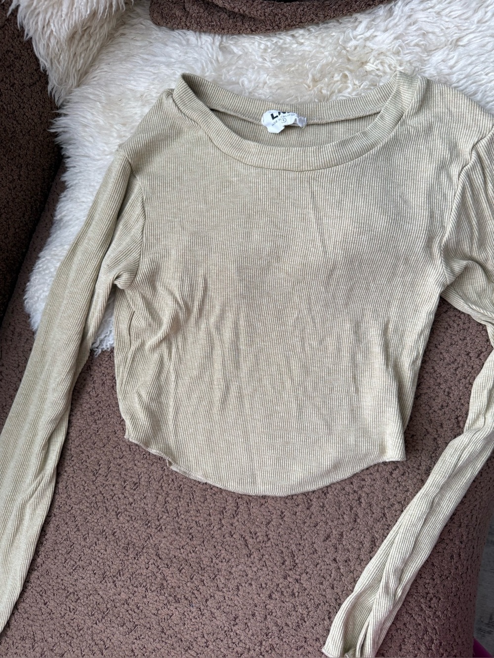 LNA Raya Ribbed Long Sleeve Top - Picture 3 of 6